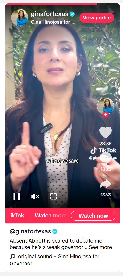 Gina Hinajosa challenges Abbott